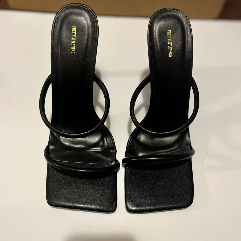 Black high heel mules